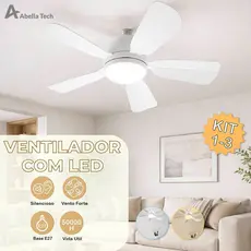 Ventilador de Teto LED 60W 80W 100W Lâmpada E27 Controle Remoto Bivolt Luminária ECO Bivolt