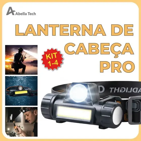 Lanterna de Cabeça Led Alta Potência com lanterna dianteira carregador USB Bivolt