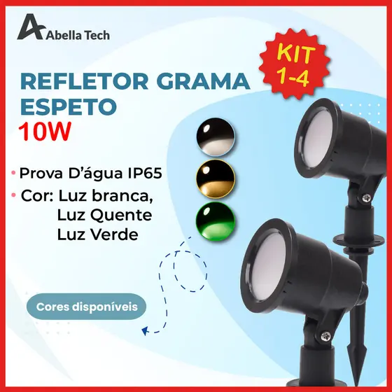 Super Luminária Espeto Jardim 10W LED | Luz de Gramado | À Prova D'àgua | Luz Branco Frio | Branco Quente | Verde