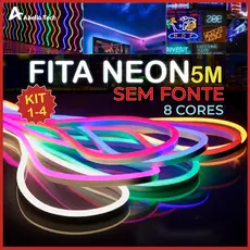Fita de LED Mangueira Neon 5 Metros 60W Flexível Sem Fonte 12V | 8 Cores