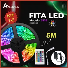 Fita LED 3528 SUPER LED ULTRA RGB 5M 12V 300 LEDS | 16 CORES IP20 Pronta Entrega Com e Sem Fonte