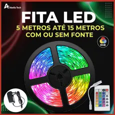 15M Fita LED 3528 SUPER LED ULTRA RGB 12V 300 LEDS | 16 CORES IP20 Com ou Sem Fonte