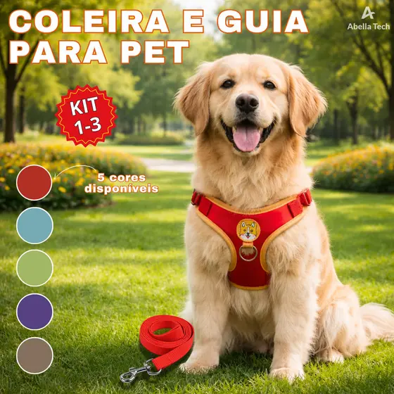Coleira De Peitoral Cachorro Com Guia Para Caes e Gatos De Estimação Ajustável Filhotes Colete
