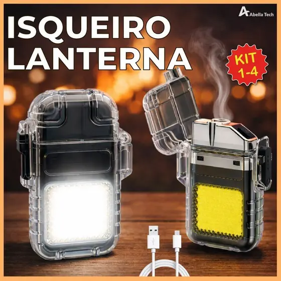 Isqueiro Elétrico Recarregável com Lanterna Led e Resistente à Água Carregamento Prático