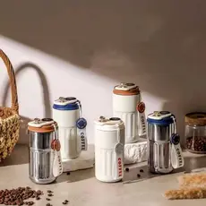 Copo de Café/Chá Térmico Inox Portátil com Tampa Antivazamento 450ml Copo Térmico Com LED Temperatura Bebidas L39