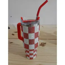 Copo Garrafa Térmica Com Canudo De Inox Com Strass 1200ml L-54