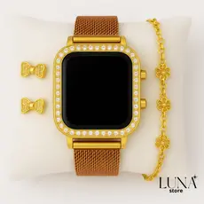 Relógio Feminino Quadrado Digital Display Led Pedras Strass