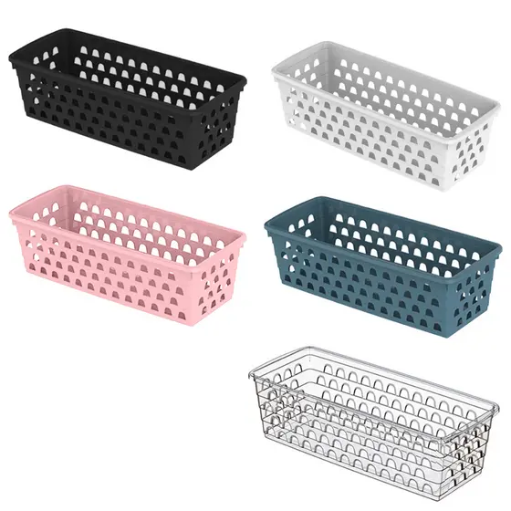 Cesto Multiuso Comprido Retangular Uninjet Rosa/Preto/Transparente/Azul/Branco