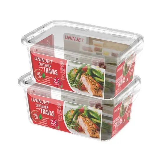 Kit 2 Pote De Plástico Container Com 4 Travas Resistente Design Moderno Prático 2800ml