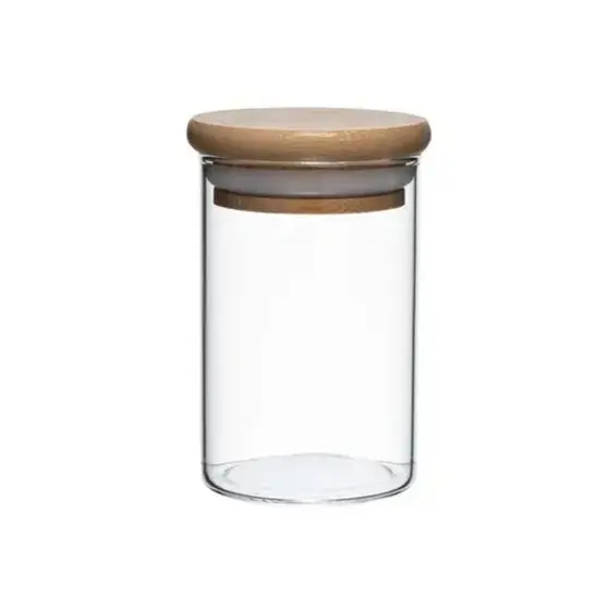 Pote Porta Temperos Mantimentos Design Sofisticado Tampa De Bambu Hermético