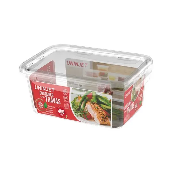 Pote De Plástico Container Com 4 Travas Resistente Design Moderno Prático 400ml