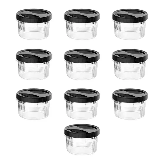 Kit 10 Potes de Plástico Com Tampa De Rosca Preta 1,9L Para Armazenamento E Organização