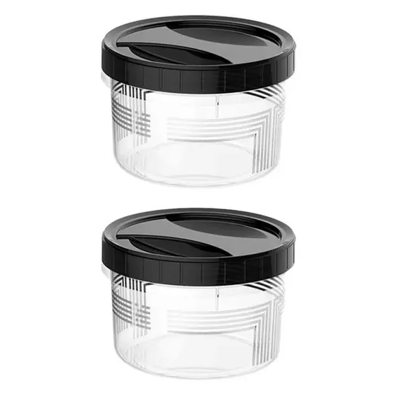Kit 2 Potes de Plástico Com Tampa De Rosca Preta 1,9L Para Armazenamento E Organização