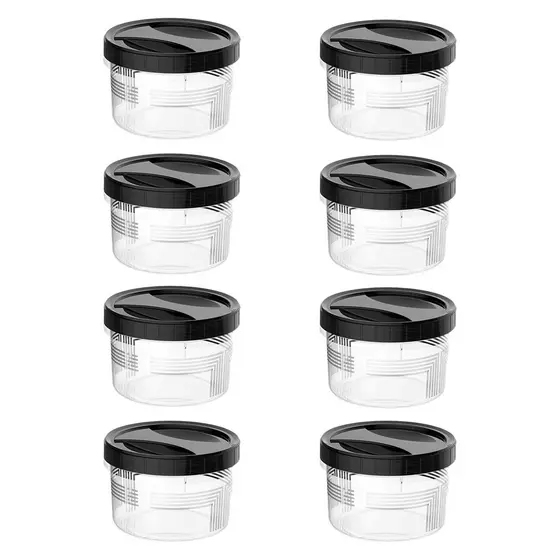 Kit 8 Potes de Plástico Com Tampa De Rosca Preta 1,9L Para Armazenamento E Organização