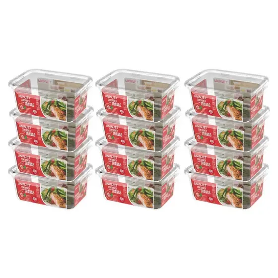 Kit 12 Pote De Plástico Container Com 4 Travas Resistente Design Moderno Prático 400ml