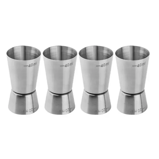 Kit 4 Dosador De Bebidas Medidor Inox Bartender Barmen 40/20ml Bar Restaurante