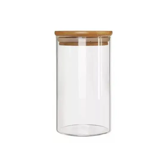 Pote Porta Temperos Mantimentos Design Sofisticado Tampa De Bambu Hermético 650ml