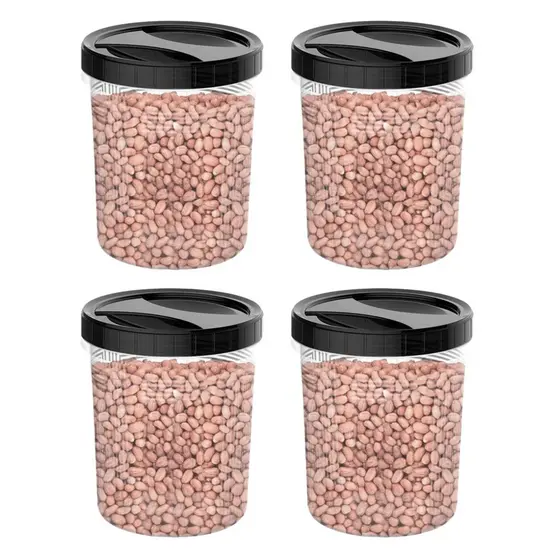 Kit 4 Potes Plasticos Com Tampa De Rosca Preta 3 Litros