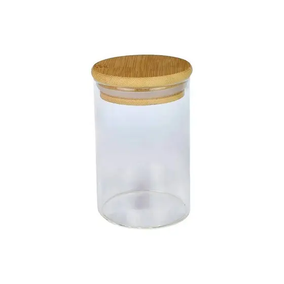 Pote Porta Temperos Mantimentos Design Sofisticado Tampa De Bambu Hermético 250ml