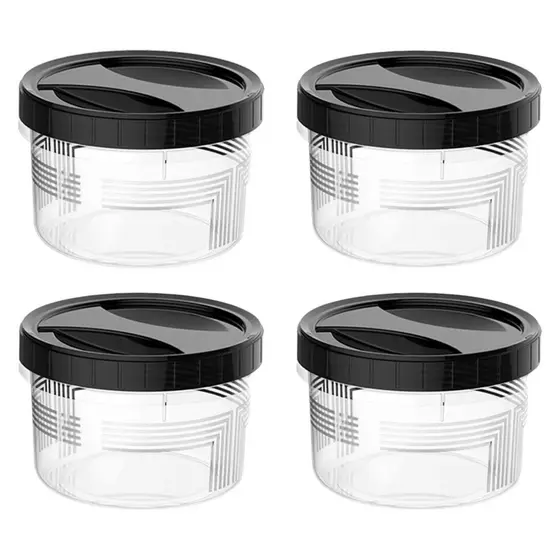 Kit 4 Potes de Plástico Com Tampa De Rosca Preta 1,9L Para Armazenamento E Organização