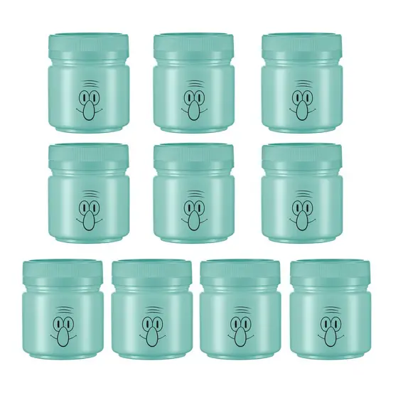Kit 10 Pote Organizadores Plastico 150ml Lula Molusco Verde Claro Empilhável Coleção Bob Esponja