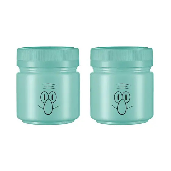 Kit 2 Mini Pote Organizadores Plastico 150ml Lula Molusco Verde Claro Empilhável Coleção Bob Esponja