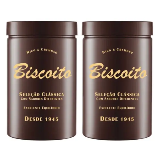 Kit 2 Pote PET Mokaccino Biscoito 1500ml Marrom com Tampa Rosca Plástica