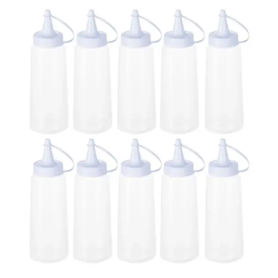 Kit 10 Bisnaga Para Molho 250ml Flexível Prática Lanchonete Restaurante Reutilizável