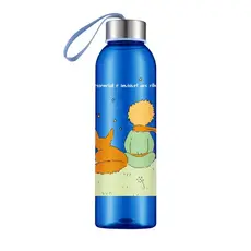 Squeeze Estampa Pequeno Príncipe Azul 800ml Translúcido com Tampa Cromada e Alça