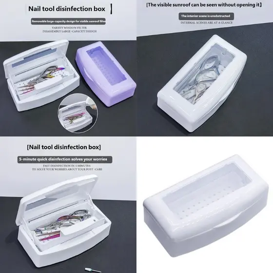 BO Profissional Nail Art Ferramentas Caixa De Limpeza Esterilizador De Para Unhas Leve