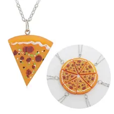 BO Pacote De 7 Chaveiros Modernos Com Corrente De Pescoço , Novidade , Pizza , Colares , Acessório Atraente Para Tema