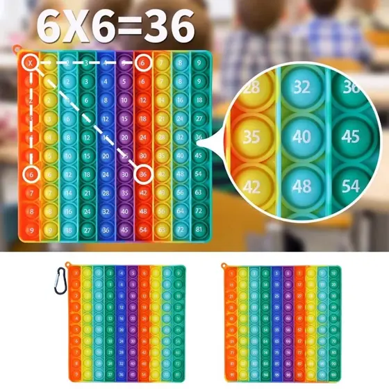 BO Número Popp It Multiplicação Jogo Tabuleiro Fidget Toy Math