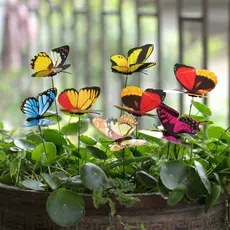 10 Pçs/set 7cm Borboleta Artificial Decorações De Jardim Simulação Estacas Quintal Planta Gramado Falso Cor Aleatória