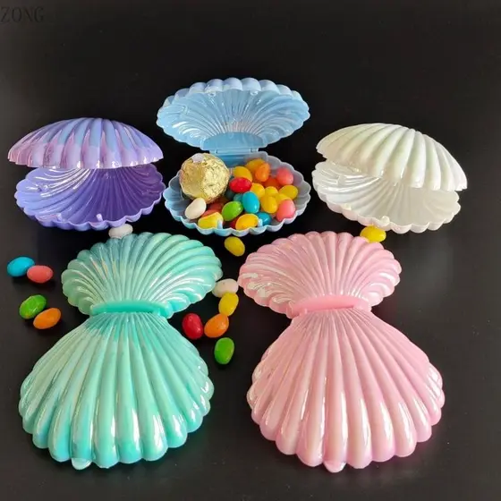 ZONG Elegante Recipiente Doces Forma Concha Para Festa Aniversário Suporte Joias Acabame