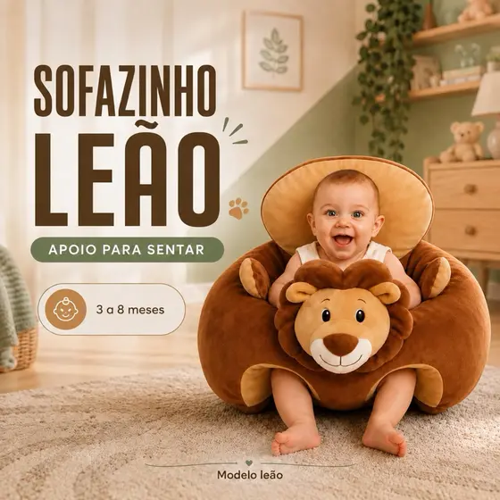 Assento para Bebê Sofazinho Infantil Apoio para Sentar Pelúcia Macio 3 a 8 Meses Presente
