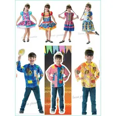kit Vestido /blusa Caipirinha Festa Junina Infantil com Babadinhos e Chapéu