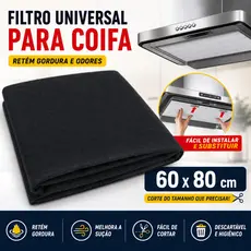 Filtro Para Coifa Universal 60x80cm Manta Filtrante Exaustor Depurador Anti Gordura Recortável