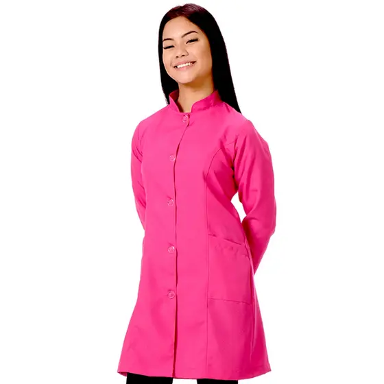 Jaleco Feminino Gabardine Colorido Gola padre Com Punho
