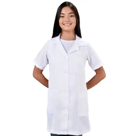 Jaleco Feminino Gabardine Manga Curta