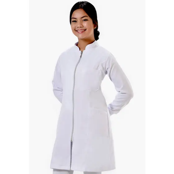 Jaleco Com Zíper Feminino Gabardine  Gola Padre e Punho