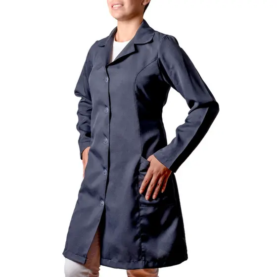 Jaleco Feminino Oxford Preto Manga Longa