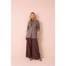 Blazer Feminino Reto Lorena Slim e Plus Size Ponto Espiga Elegante para Trabalho ou Casual