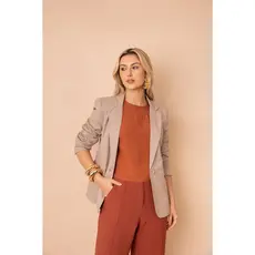 Blazer Feminino Alvorada Algodão Linho Forrado Slim Plus Size Elegante Moda Social Trabalho Casual