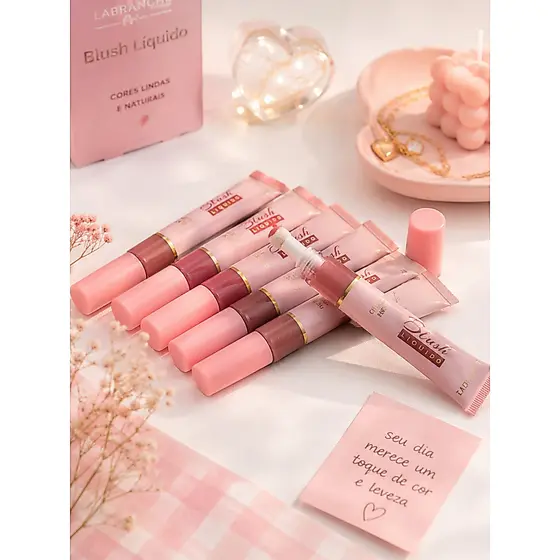 Kit c/6uni Blush Líquido Labranche Cushion Com Aplicador Esponja Fácil Aplicação