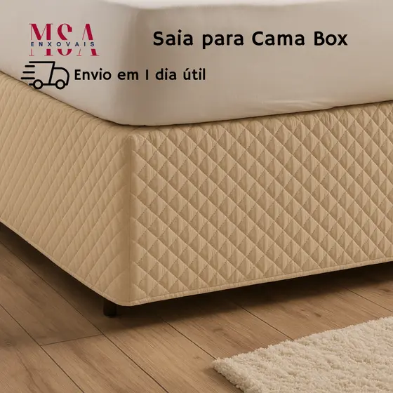 Saia Cama Box Com Elástico Casal Solteiro Queen King Matelado Ultrassônico Microfibra