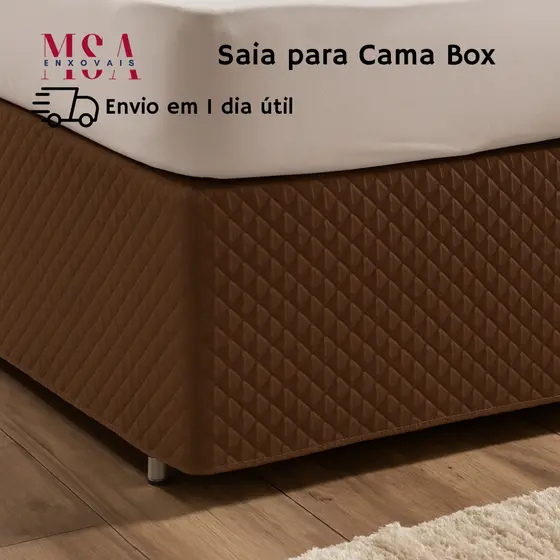 Saia de Cama Box Com Elástico Matelado Ultrassônico Cama Casal Solteiro Queen King Microfibra