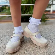Meia Social Rendada Infantil Menina Festa Noivinha Daminha de Honra Batizado Algodão Confortavel e Resistente Dallf