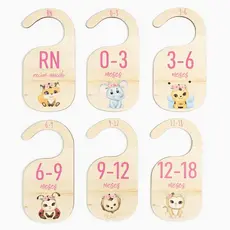 Separador de Cabides Bebê Feminino – Kit MDF com 6 Peças | RN a 12 Meses | Organização do Enxoval