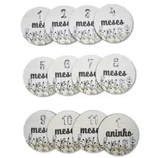 Kit 12 plaquinhas Mesversário Floral MDF