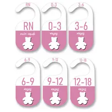 Separador de Cabide Bebê Ursa Vazada Rosa MDF | Organização RN a 18 Meses | Closet Infantil